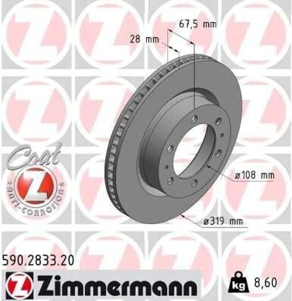 Zimmermann 590.2833.20 Disque de Frein Fonte à Haute Teneur en Carbone