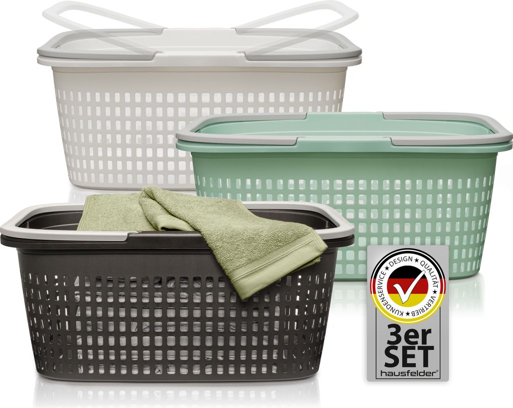 Wäschekörbe 3er Set Farbmix, 3 x Körbe 35 l Produktbild 