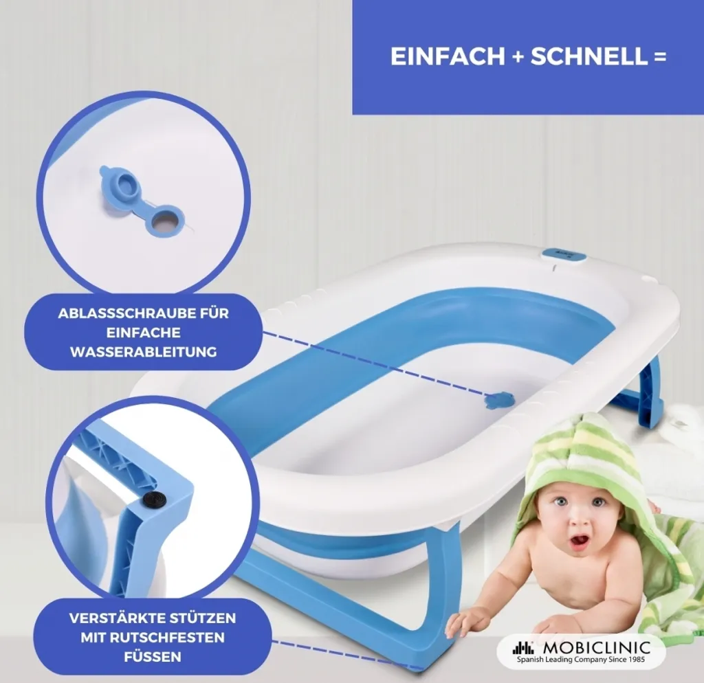 Baignoire Bébé Antidérapante et Pliable Mobiclinic Bubba Nomade