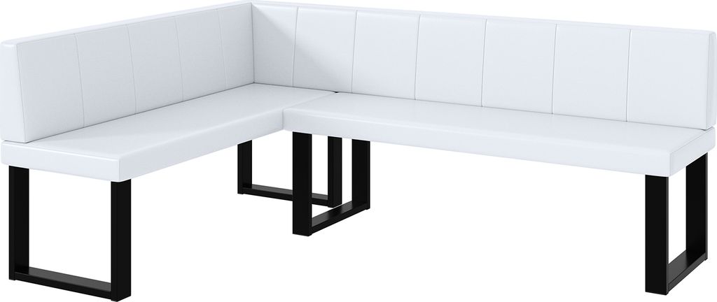 MEBLINI Eckbank für Esszimmer - Küchenbank - Essecke - Sitzecke Küche - PETER - U-Beine 142x196x87cm Links - Weiß Kunstleder