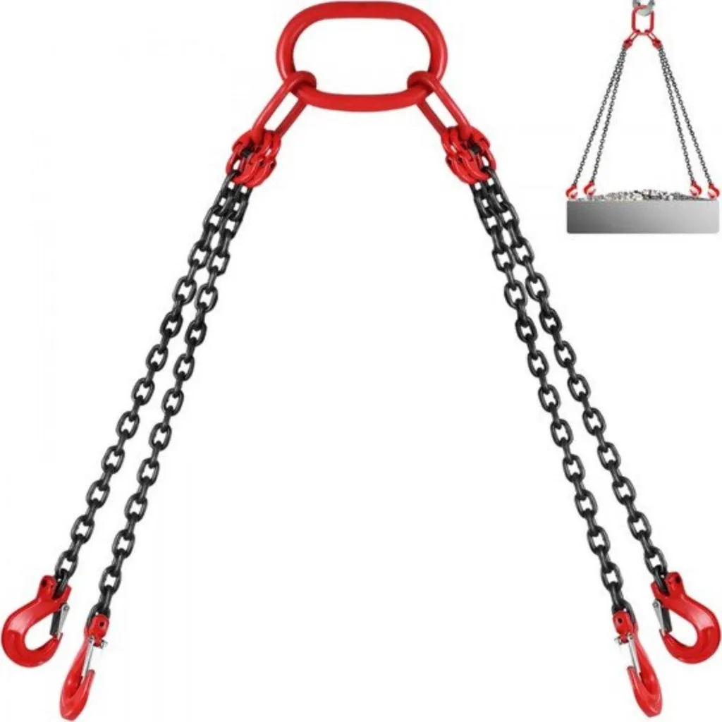 Élingue chaîne 5t G80 8mm robuste de 1,5m avec crochets de sécurité