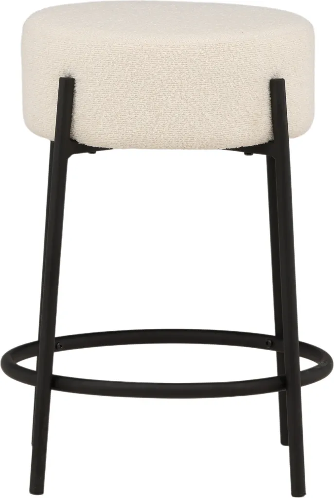 Tabouret de bar blanc Tucson 60cm en métal robuste et assise confort