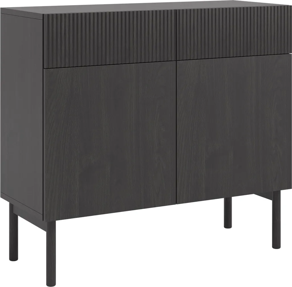 Selsey Nolie - Buffet 2 portes et 2 tiroirs bois frêne noir - 100 cm