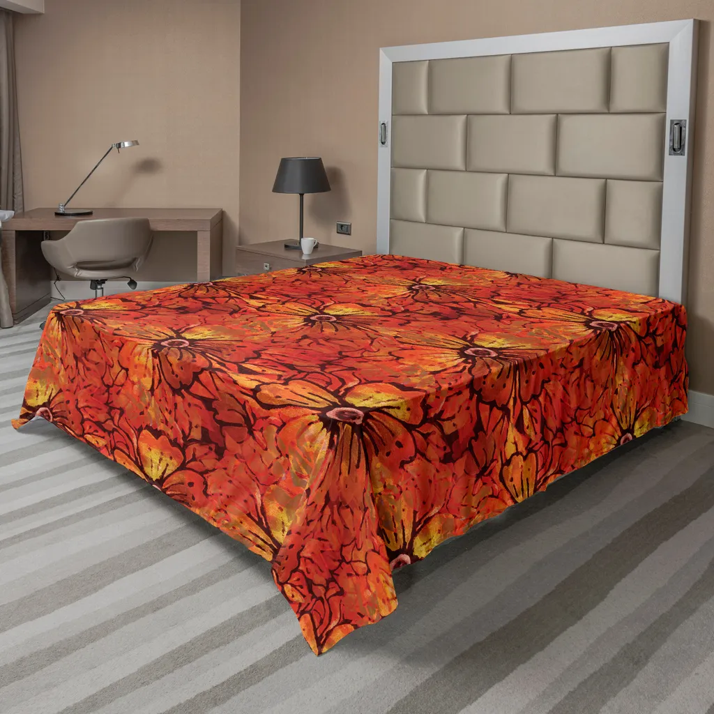 Drap de lit bohème orange pour décoration de chambre romantique rétro
