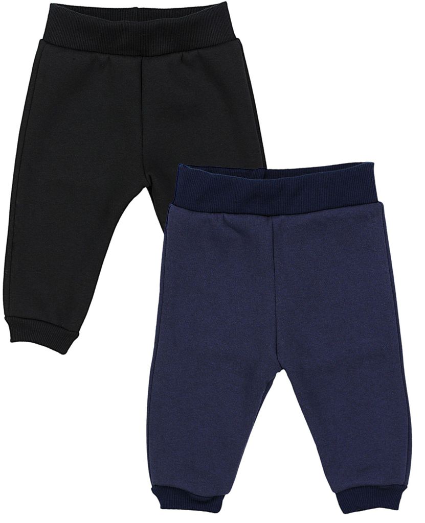 TupTam Baby Jungen Hosen Winter Thermo Babyhose Warm Sweathose 2er Pack, Farbe: Schwarz / Dunkelblau, Größe: 80