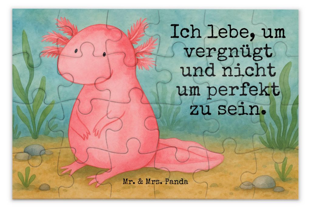 Mr. & Mrs. Panda Puzzle Axolotl Niedlich Design 24 Teile - Weiß - Geschenk, 1500, 2000, 300, Lebensstil, Liebe, 1000, Fröhlich, 500, Weisheit, Fr...