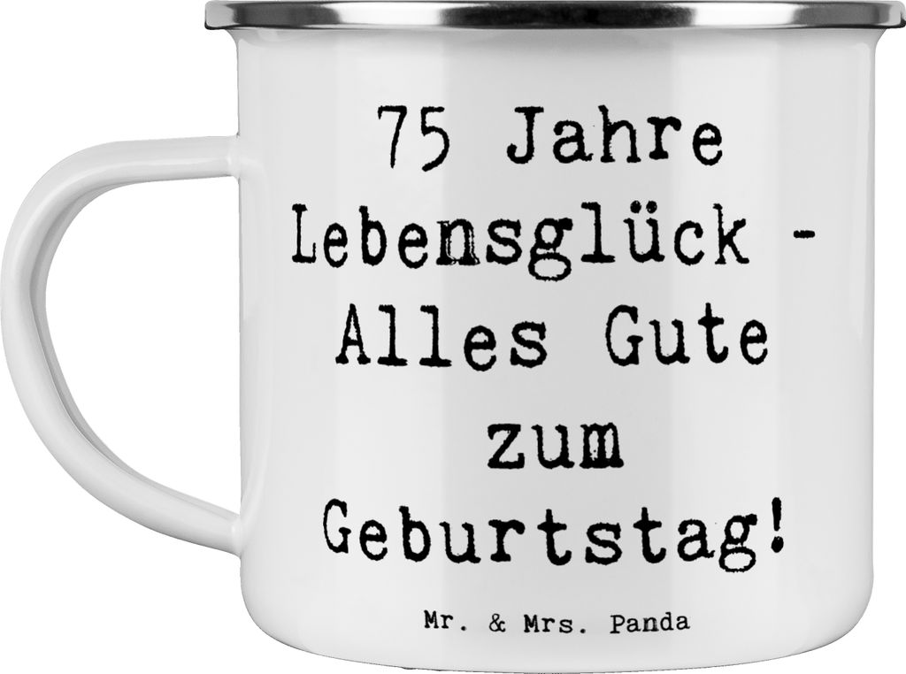 Mr. & Mrs. Panda Haferl Spruch 75. Geburtstag - Weiß - Geschenk, Weisheit, Pott, Emaille Tasse, besondere Anlässe, Reisebecher, Geburtstagsgesche...