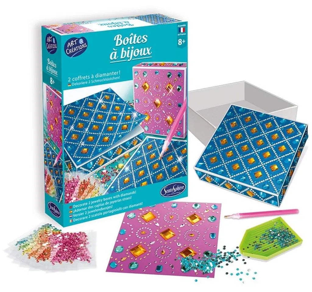 Diamond Canvas Boîte à bijoux Strass et Paillettes Kit Complet Enfant