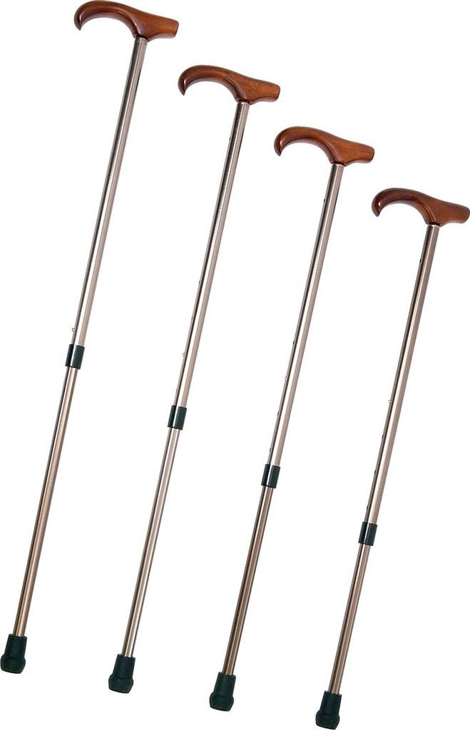 Gehstock Leichtmetall Höhenverstellung Holzgriff