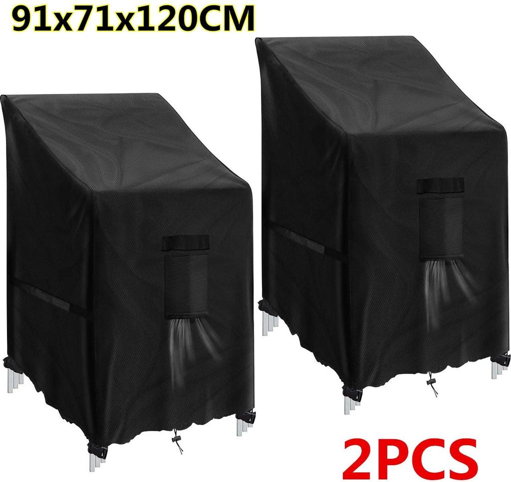 Gartenstuhl Schutzhülle 2er Set - Abdeckung für Stapelstühle - Wasserdicht staubdicht - Polyester - 91x71x120 cm