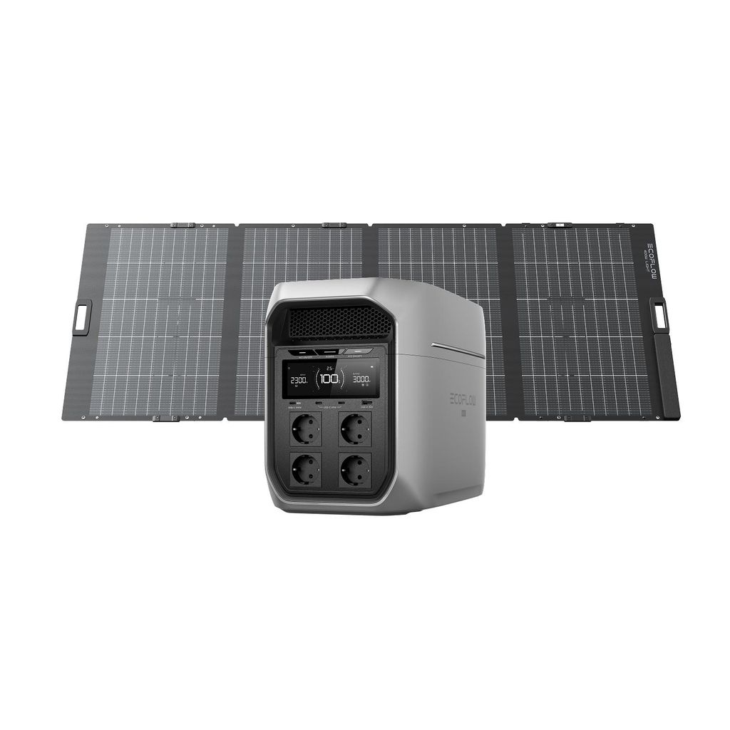 EcoFlow DELTA 3 Max Plus tragbare Powerstation 2048Wh mit 400W Solarpanel, LiFePO4-Batterie, erweiterbar auf 10 kWh, 3 000 W AC-Ausgang