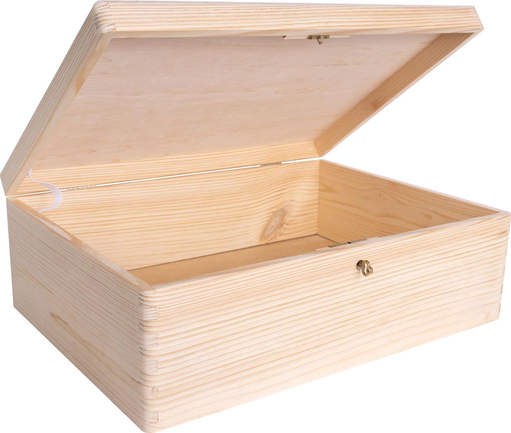 Creative Deco Boîte en Bois avec Clé - 40 x 30 x 14 cm - Image du produit 