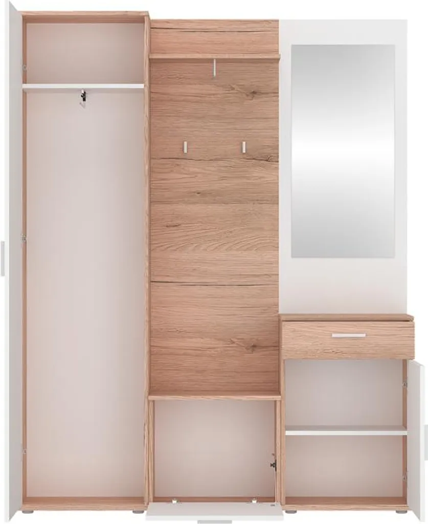 Garde-robe entrée Mia moderne en chêne - Rangement mural compact 190cm