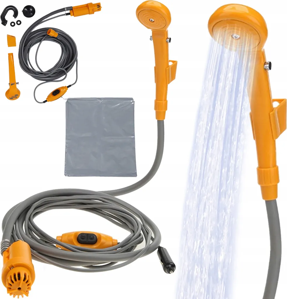 Douche de camping extérieure avec pompe et tuyau 5m pour jardin et auto