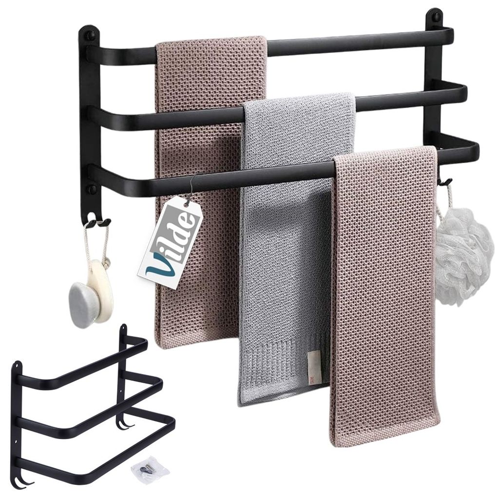 Vilde Handtuchhalter Handtuchstange Badetuchhalter aus Aluminium schwarz 40 cm