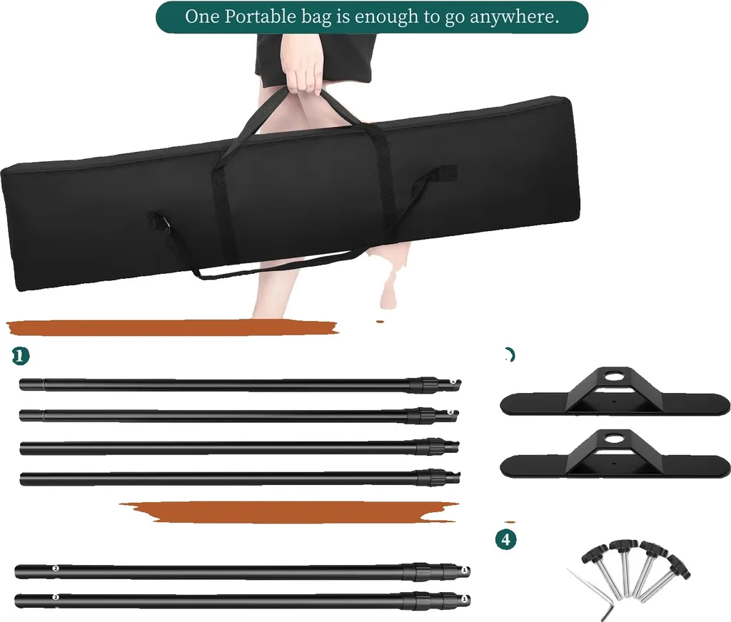 Kit Support de Fond avec Écran Vert en Mousseline 2,5 x 3 m et Sac Oxford
