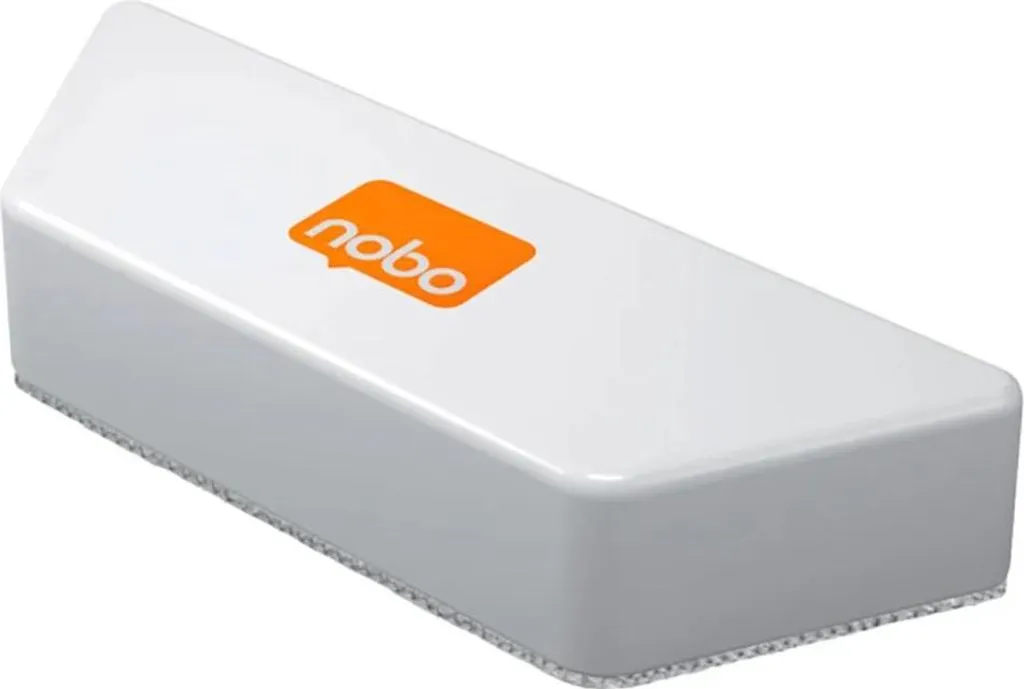 Effaceur magnétique Nobo en microfibre blanche avec pads interchangeables