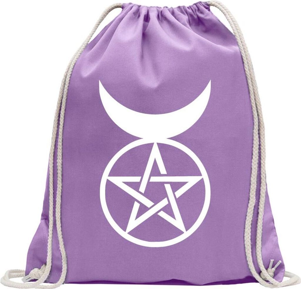 Kiwistar - Turnbeutel - lavendel - Gehörnter Gott - horned god - Fun Rucksack Sport Beutel Gymsack Baumwolle mit Ziehgurt
