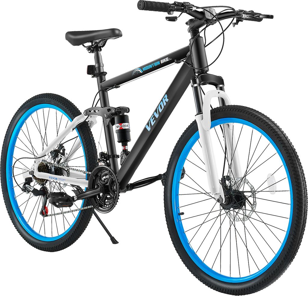 VEVOR Mountainbike MTB Fahrrad (26 Zoll), 21-Gang, Volle Doppelfederung, Aluminiumrahmen, Unisex Sportfahrrad, Offroad-Schnee