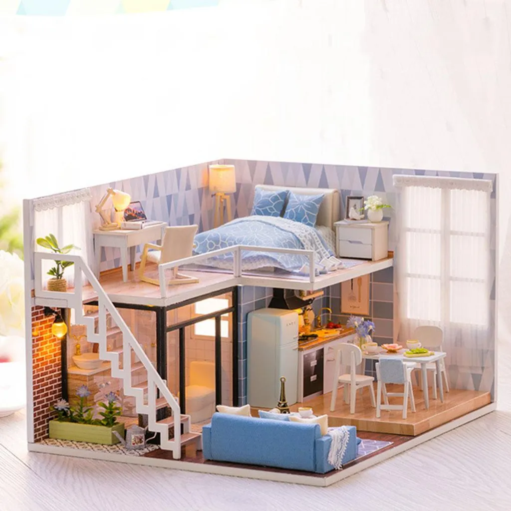 Kit de Construction Maison de Poupées DIY en Bois - Modèle Rose 3D - 3