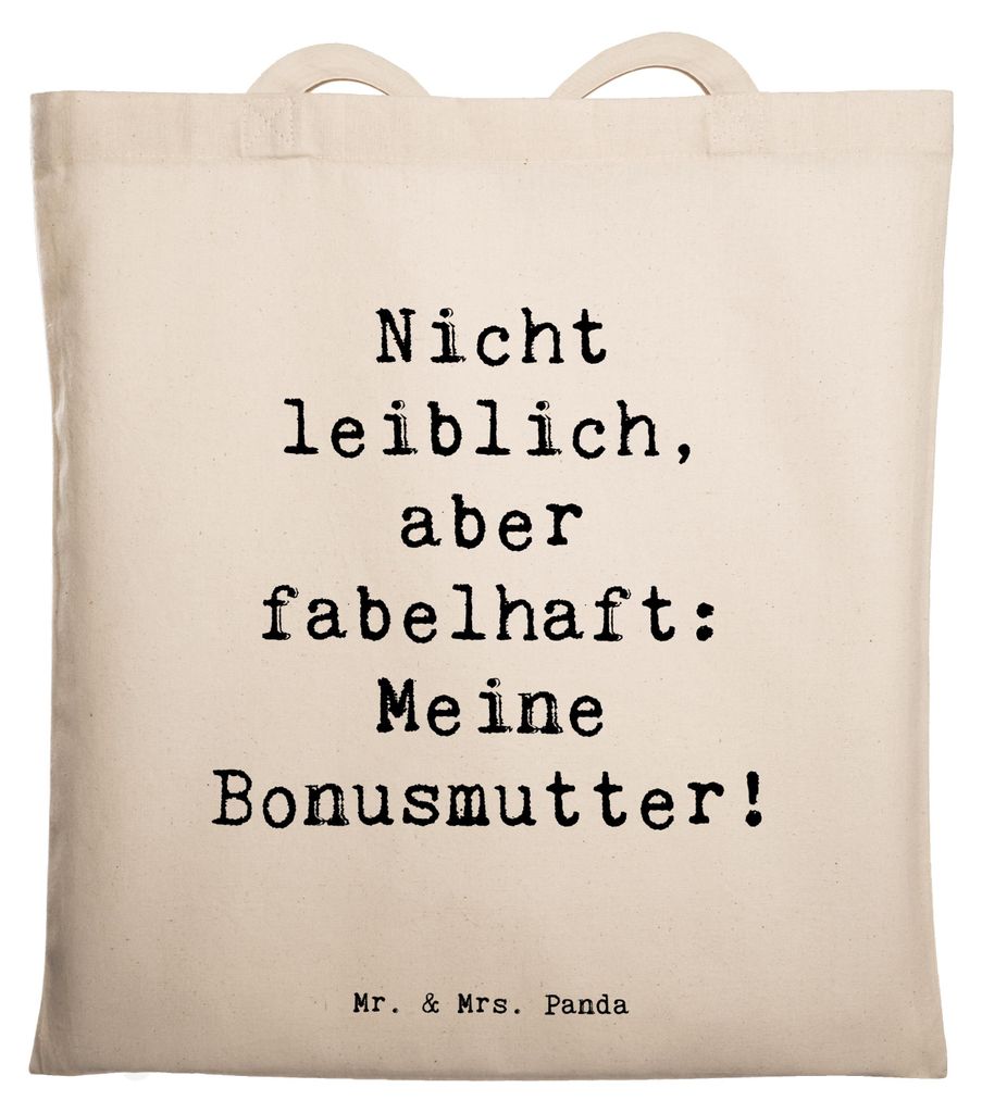 Mr. & Mrs. Panda Shopping Tasche Spruch Bonusmutter - Transparent - Geschenk, Tote Bag, Wertschätzung, Schultasche, Tragetasche, Uni, herzerwärme...