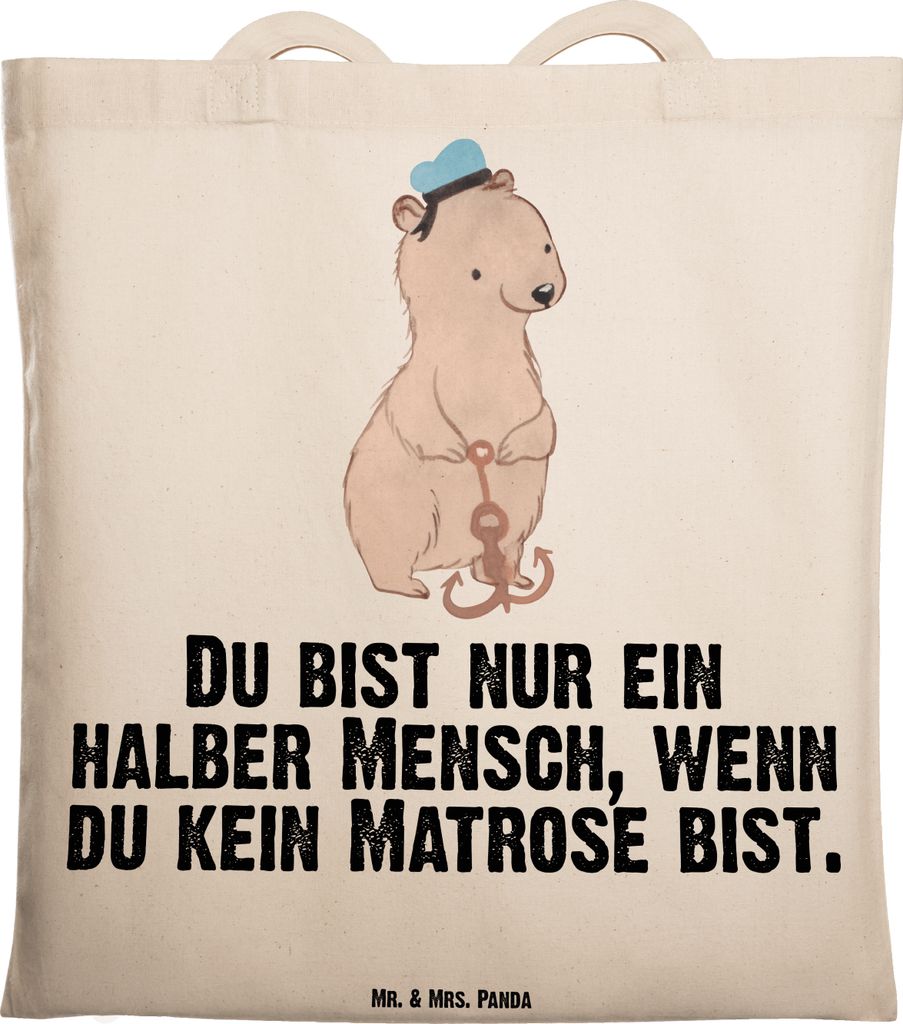 Mr. & Mrs. Panda Beutel Matrose Herz - Transparent - Geschenk, Laptoptasche, Seemann, Seeleute, Spruch, Lustig, Einkaufstasche, Schultasche, Traget...