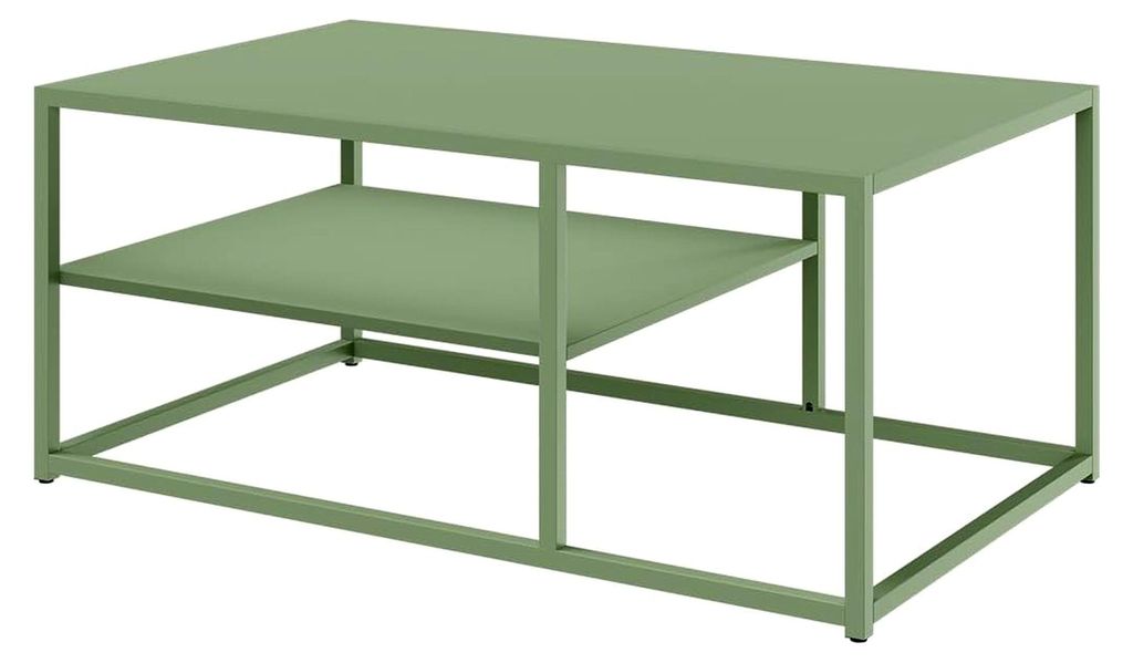 Couchtisch aus Metall – Wohnzimmertisch mit 2 Ablagen – Beistelltisch in Mintgrün – Höhenverstellbarer Sofatisch – Mitteltisch 45x100x60 ...