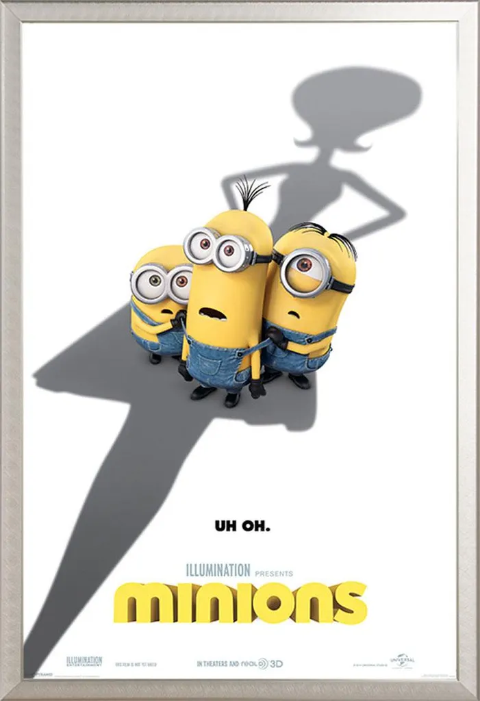 Quadro Minions Uh-Oh 61x91,5 con Cornice Sicura in Vetro Acrilico - 1