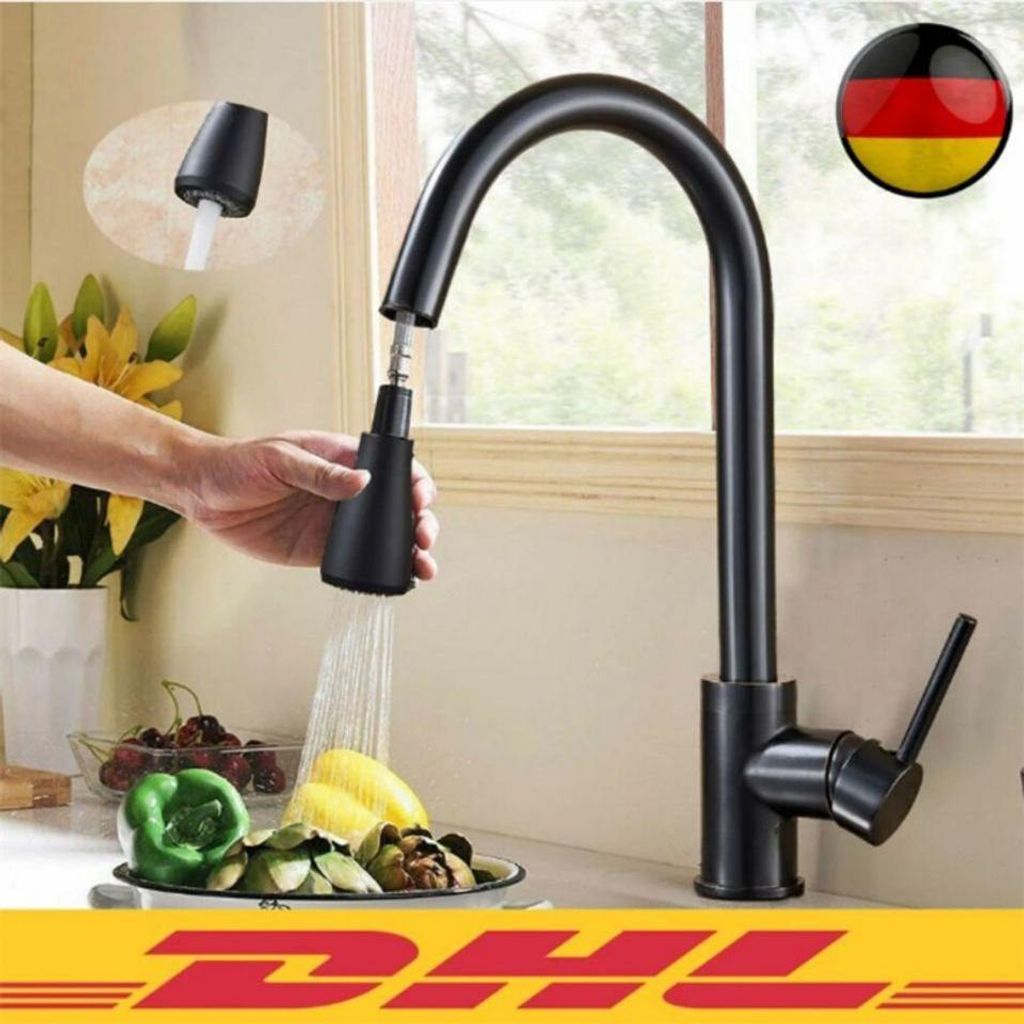 Wasserhahn Küche 360° Küchenarmatur mit Ausziehbarer Brause Produktbild 