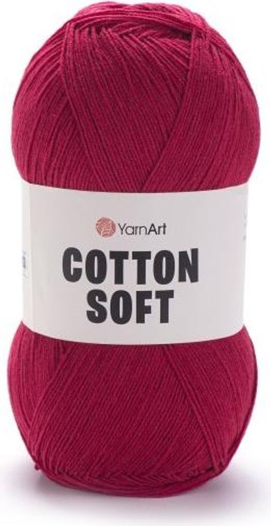 YarnArt Baumwolle Soft 51 – Weiches Baumwollgarn in Himbeerrot, perfekt für Sommerprojekte, Babyartikel und Häkelideen, 100g