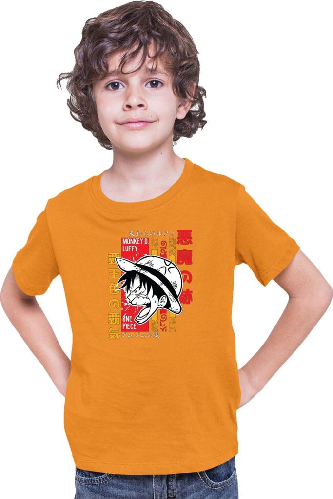 Kinder T-Shirt Japan Anime Manga One Manga Piece Anime Luffy 05 Mad Monkey, 3-4 Jahr - 104 / Orange