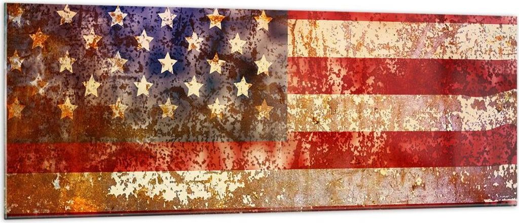 Bilder auf glas - Amerika Flagge national patriotisch - 140x50cm - Glasbilder - Wandbilder - Kunstdruck - Wanddekoration aus Glas - Glas Bilder - W...