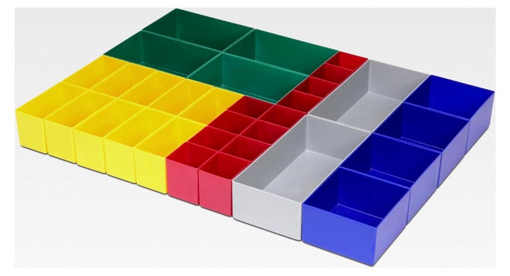 Schubladeneinsatzkasten Mix-Set, verschiedene Größen und Farben, Schubladeneinsätze, Kleinteilesortierung, Sortierkästen, Einsatzboxen, Schubla...