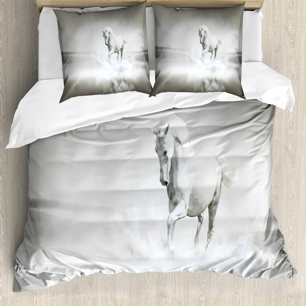 Set Copripiumino Cavalli 200x200 cm Antiacaro | ABAKUHAUS Bianco e Nero