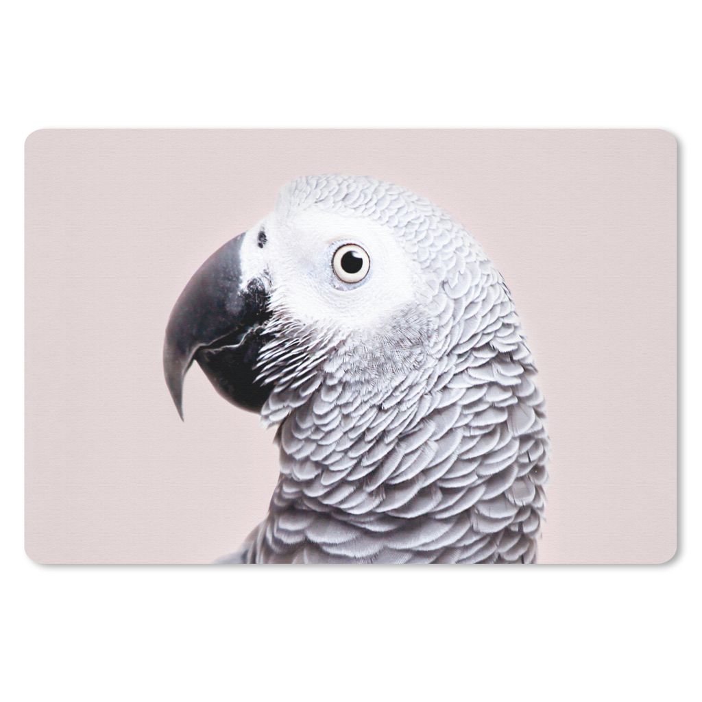 MuchoWow Schreibtischunterlage Papagei - Grau - Tiere - Natur 60x40 cm - XXL Mauspad - Großes Mauspad