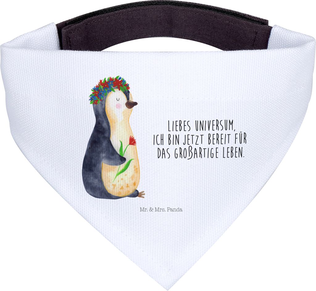 Mr. & Mrs. Panda Bandana Pinguin Blumen - Weiß - Geschenk, Positiv, Hunde Halstuch, Hals Tuch, Für, Ziele, Hund, Wünsche, Motivation, Schal