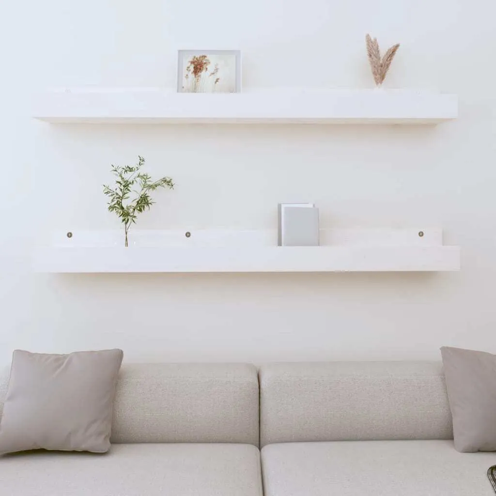 The Living Store Mensole a muro 2 pz. Bianco 110x12x9 cm in legno di pino massiccio