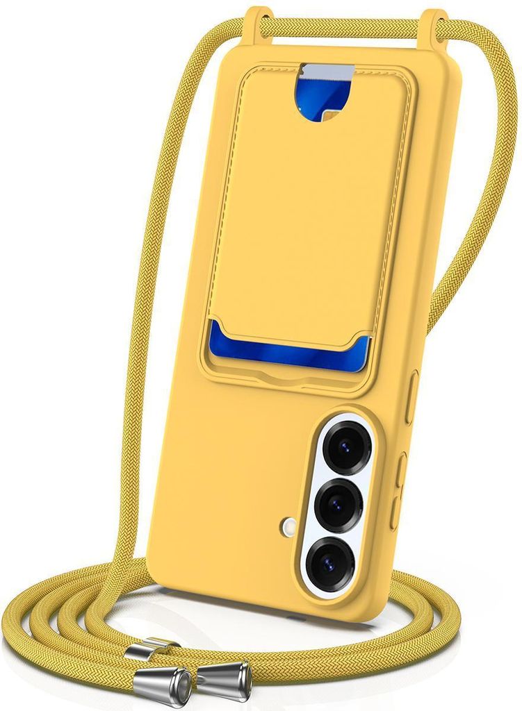Mobigear Lanyard Card Samsung Galaxy S26 Plus Silikon Handykette mit Kartenhalter - Gelb