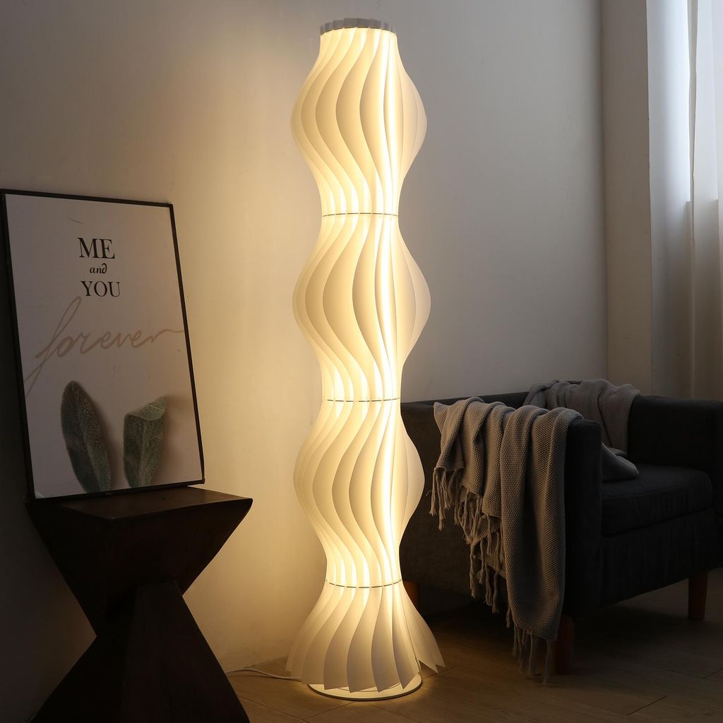 Vrygle LED Stehlampe dimmbar mit Fußschalter, moderne Stehleuchte 170 cm, Acryl Lampenschirm abnehmbar, Bodenlampe Wohnzimmer Schlafzimmer Weiß