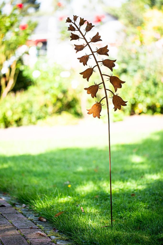 Gartenstecker Glockenblume aus Edelrost Metall Rost Produktbild 