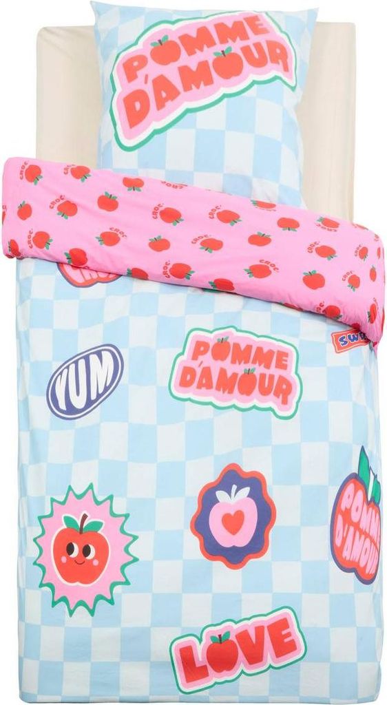 Kinderbettwäsche-set cha cha pop 140x200 cm blau und rosa - Atmosphera créateur d'intérieur