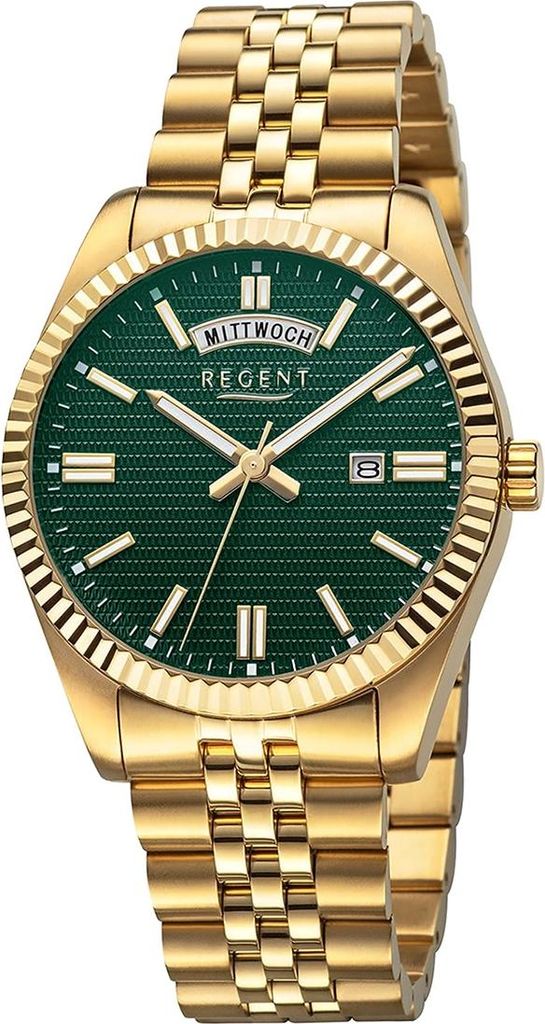 Regent Herrenuhr Edelstahl-Armbanduhr Analog Metallarmband gold D2URBA882