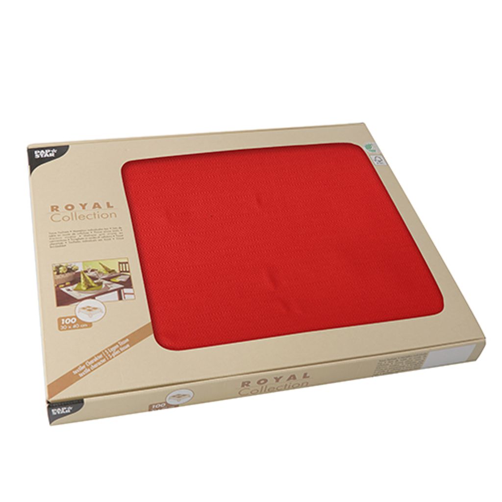 100 Papstar Tischsets, Tissue ROYAL Collection 30 cm x 40 cm rot 81897