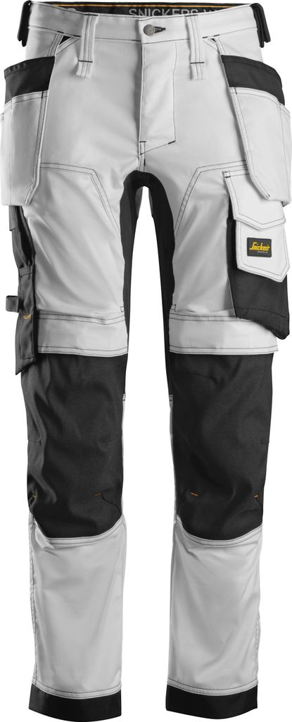 Snickers AllroundWork Stretch Arbeitshose m. Holstertaschen, EN 14404 Weiß-Schwarz-112