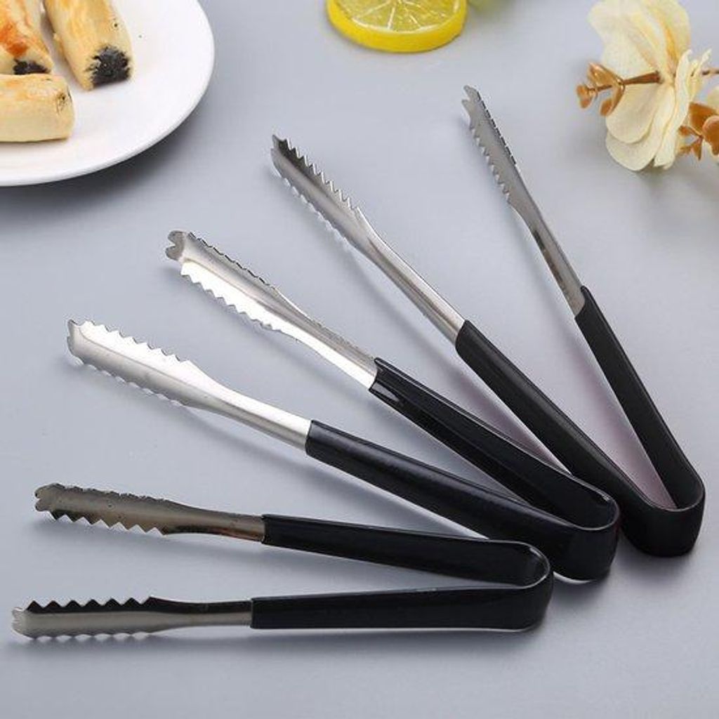 Multifunktionale Serviertang aus Edelstahl - 12-teilig - BBQ-Tang - Lederhose - Mini-Service-Tang - Metall-Serviertang - Lederhose für Zucker, Kek...