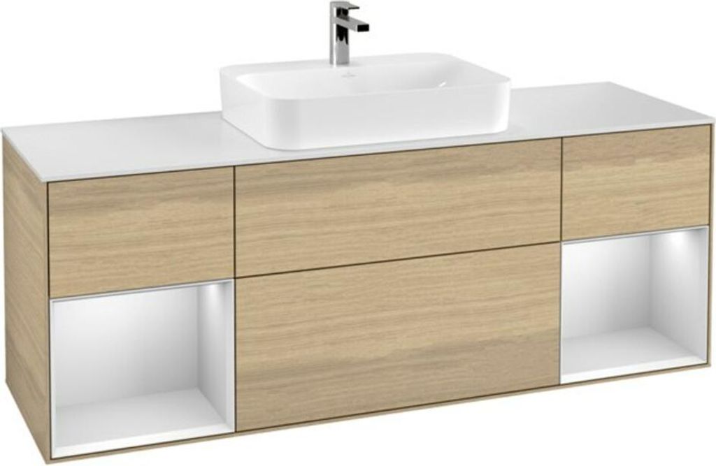 V&B Waschtischunterschrank Finion 160x60, Pl wh. m, Reg wh. m Lac, Oa ven