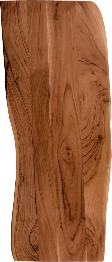 Holzplatte 100x40 cm Tonia, Tischplatte aus Akazienholz massiv + nussbaumfarben, Baumkanten-Platte für Heimwerker, geeignet für Arbeitsplatten, T...