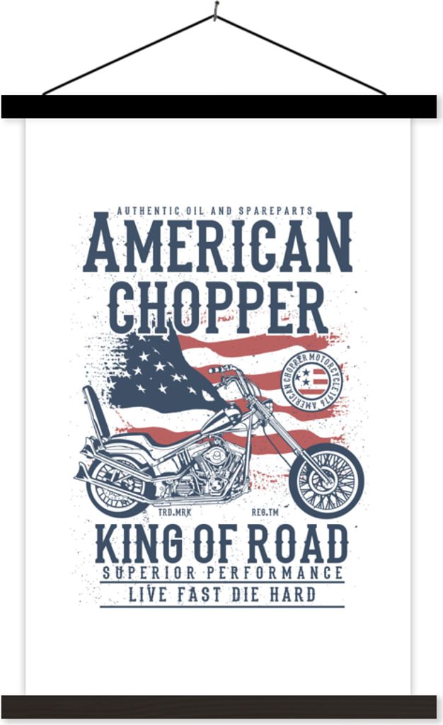 MuchoWow Textilposter Mancave - Motor - Flagge - Vintage 120x180 cm mit schwarzem Rahmen - Fotos