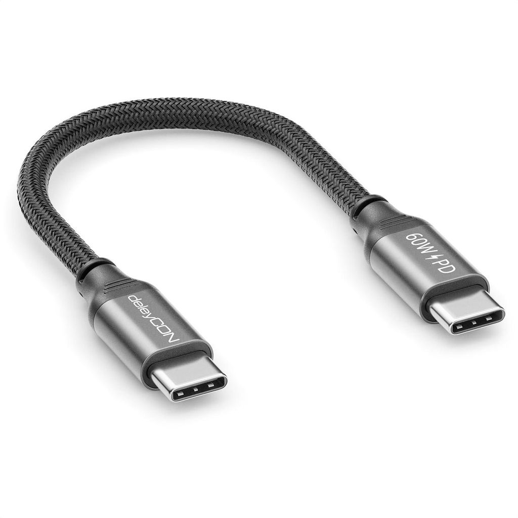 deleyCON 0,15m USB-C Kabel PD3.0 60W USB-C auf USB-C Produktbild 