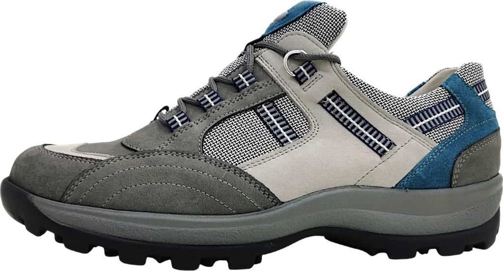 Waldläufer Outdoor Halbschuh Holly 471008-809-362, Nubukleder, Grau mit Blau, Weite H, Fußbett zum Wechseln 38 1/2